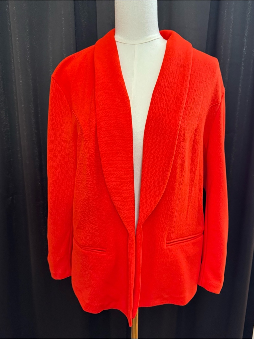 Bar III Vibrant Orange-Red Open-Front Blazer